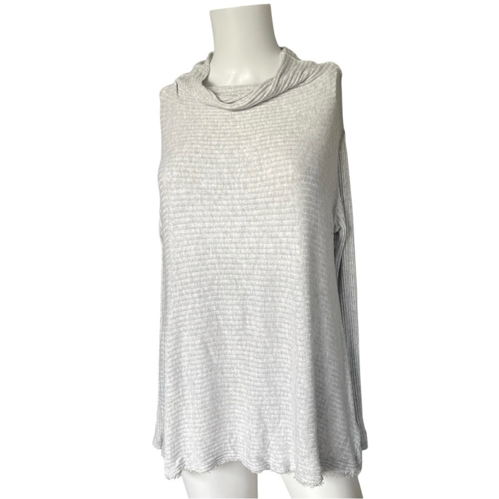 We the Free People Lover Rib Split Back Pullover Sweater Gray Womens Size Small
